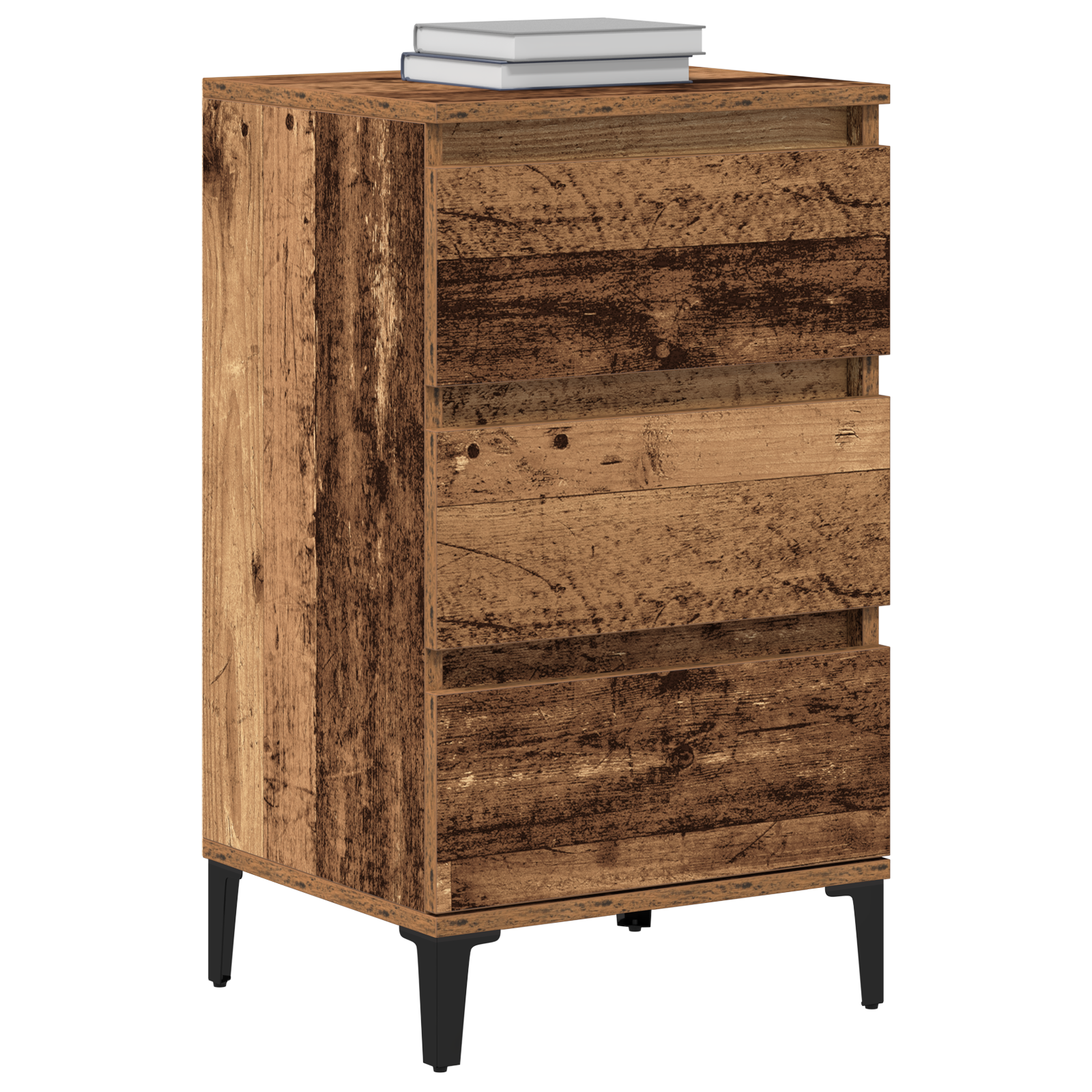 vidaXL Nachtkastje 40x35x70 cm bewerkt hout zwart eikenkleurig