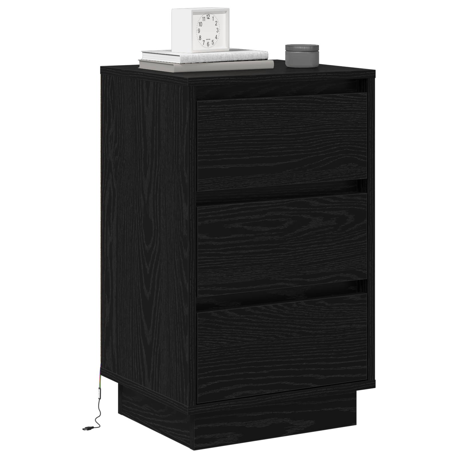 vidaXL Nachtkastje met LED in Zwart Eiken 39x34.5x65 cm