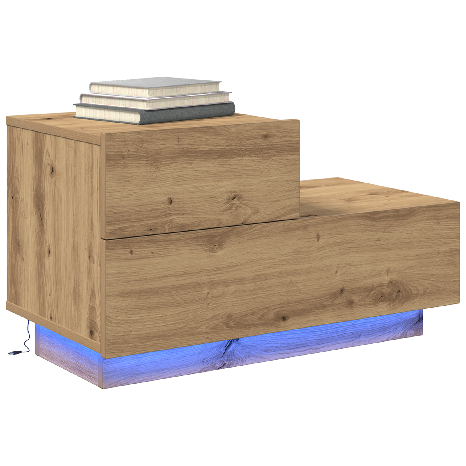 vidaXL Nachttkastje met LED-verlichting 100x36x49 cm artisanaal eiken