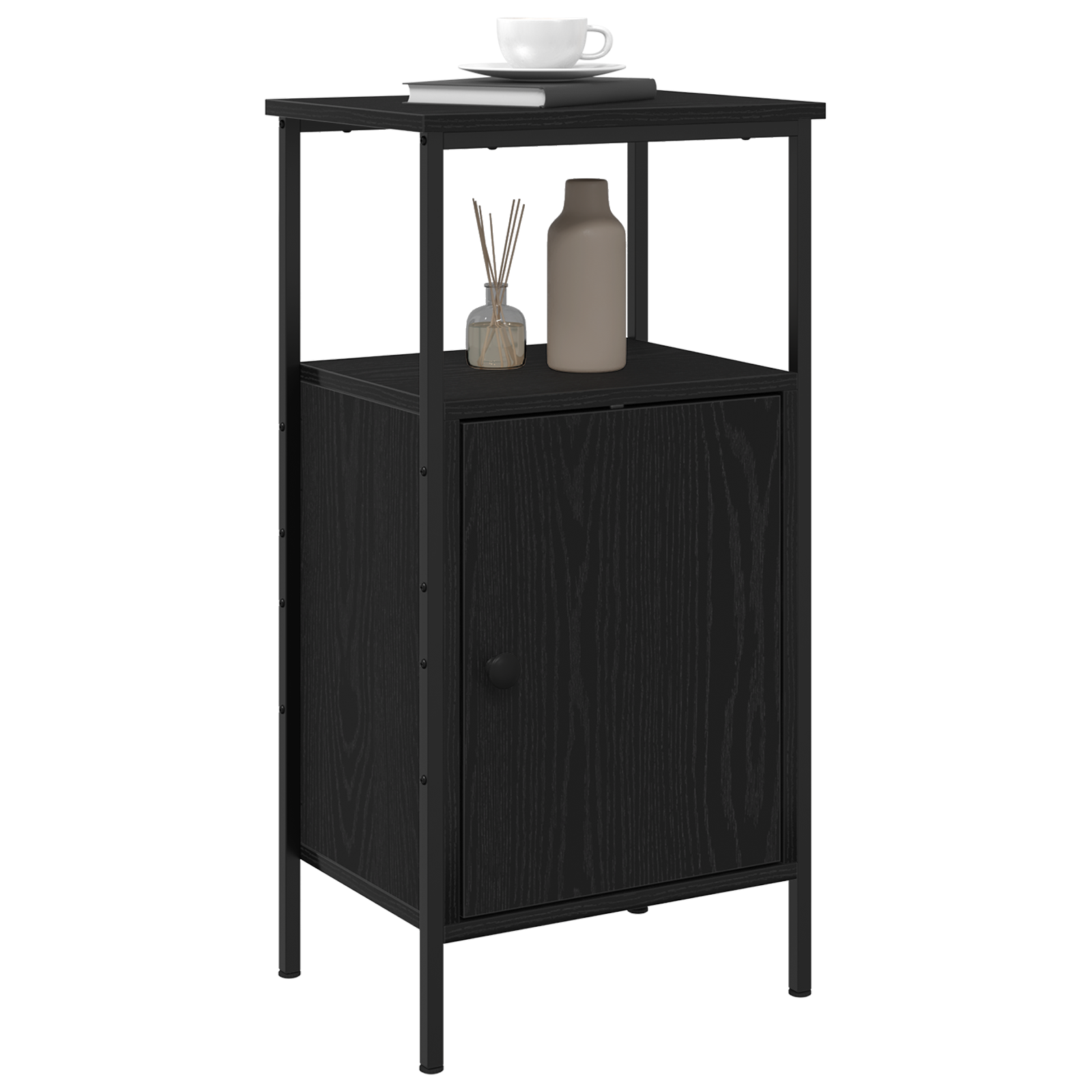 vidaXL Nachtkastjes 2 st 41x31x80 cm bewerkt hout zwart eikenkleurig