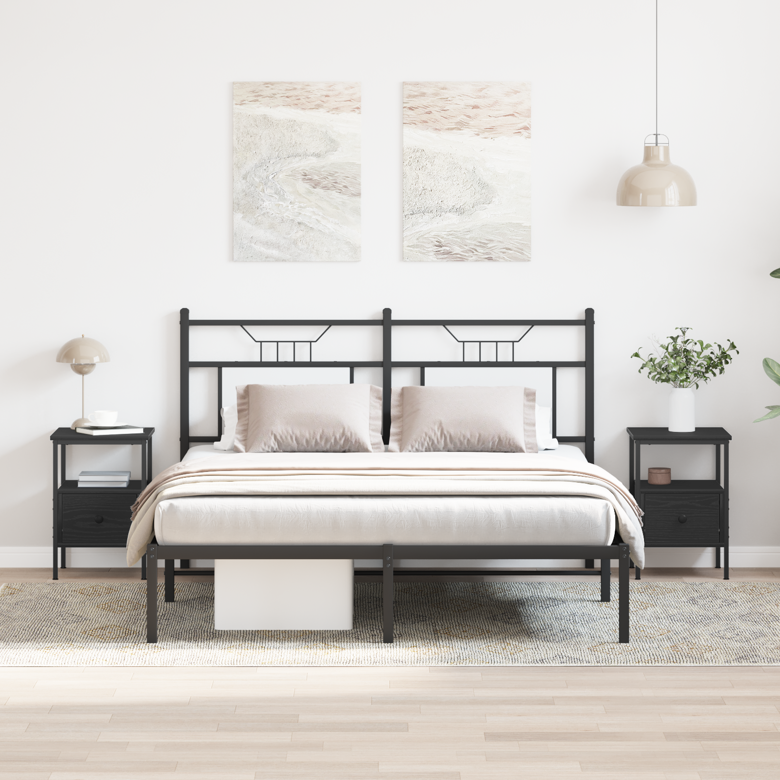 vidaXL Nachtkastjes 2 st 34x36x50 cm bewerkt hout zwart eikenkleurig