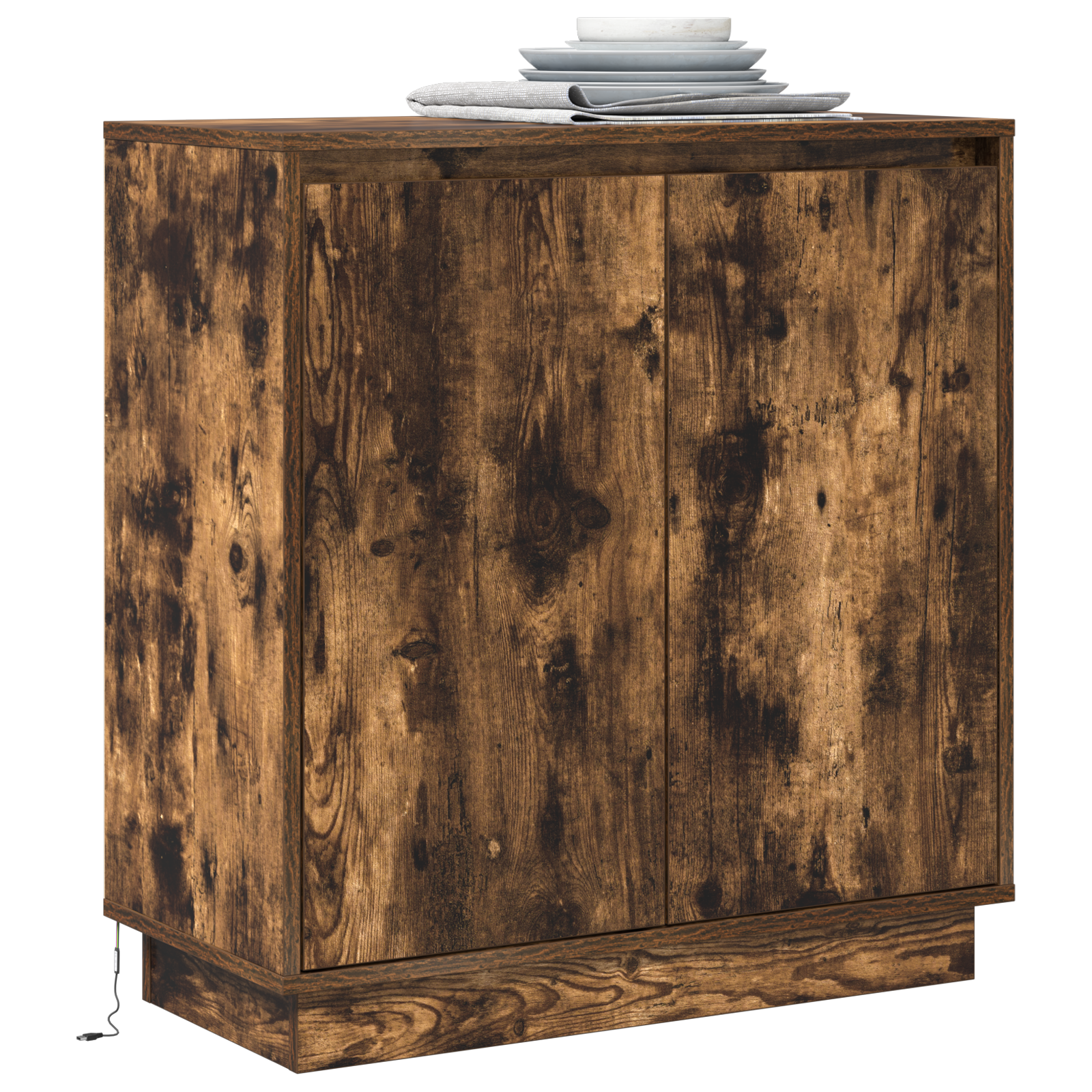 vidaXL Dressoir met LED, Gerookt Eiken, 71x34.5x75 cm, Geengineerd Hout