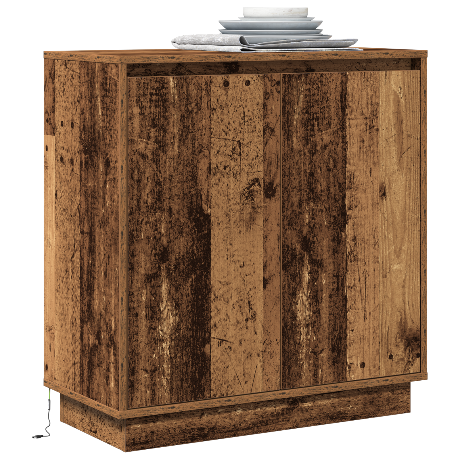 vidaXL Dressoir met LED in Oud Hout - 71x34,5x75 cm Samengesteld Hout