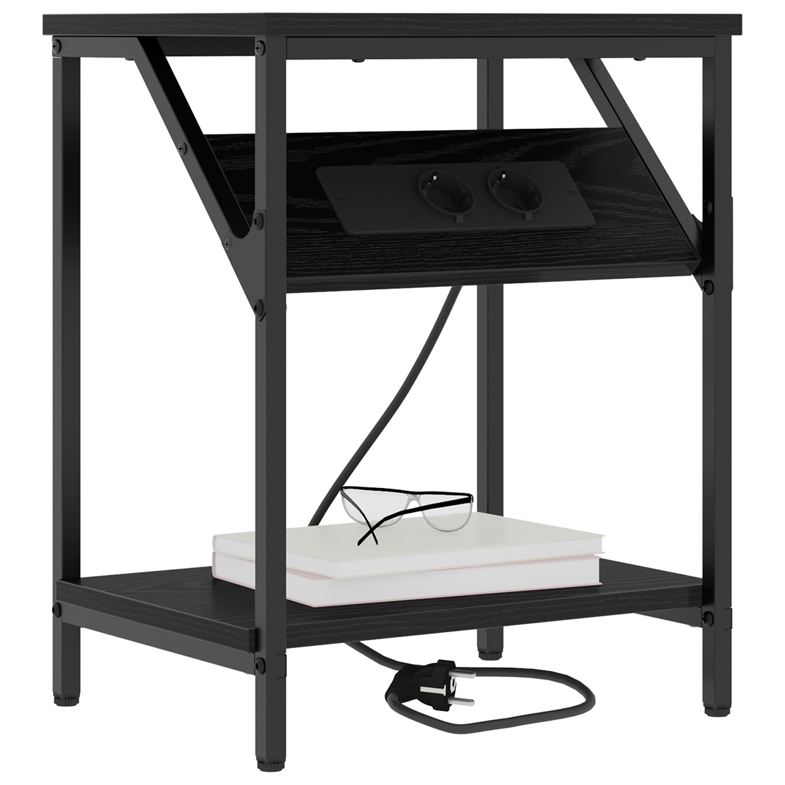 vidaXL Bedside kasten 2 pcs Zwart eiken 38 x 30 x 48 cm Bewerkt hout