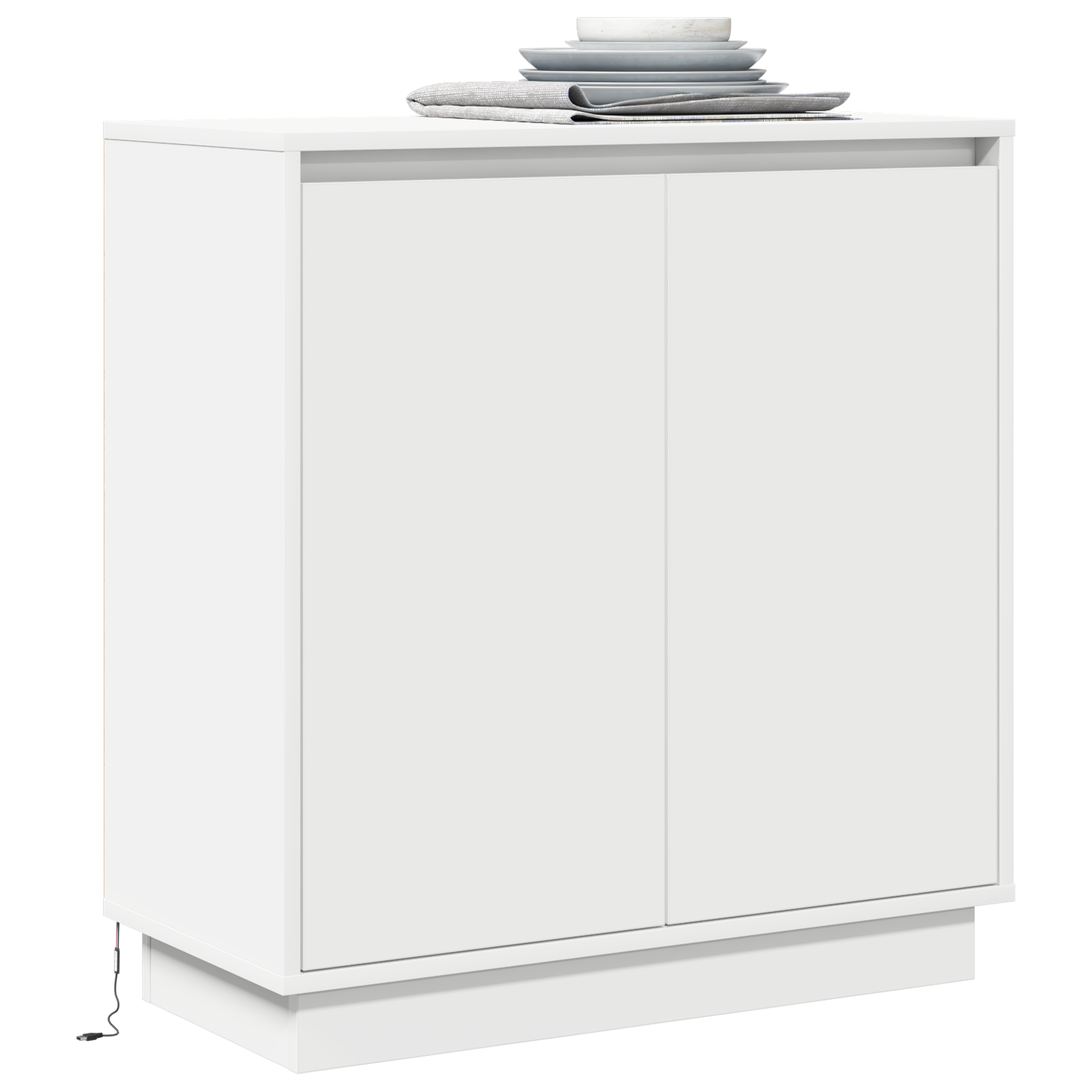 vidaXL LED Sideboard - Wit - 71x34,5x75 cm, van Geengineerd Hout
