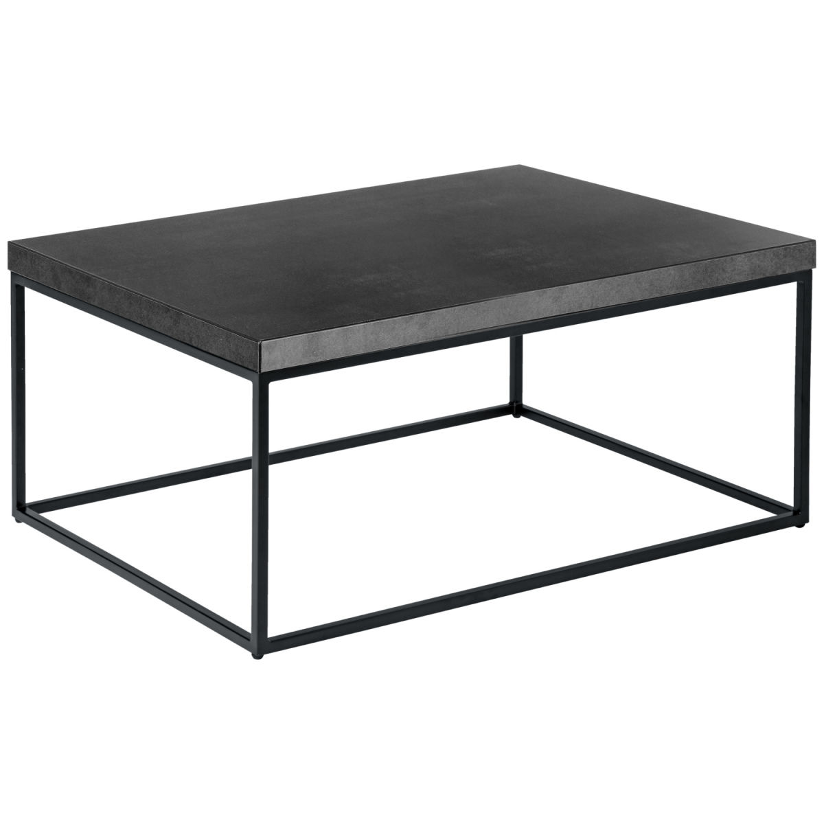 Vega Bijzettafel Deven rechthoekig laminaat; 80x60x36 cm (LxBxH); Tafelblad steengrijs, frame zwart; rechthoekig
