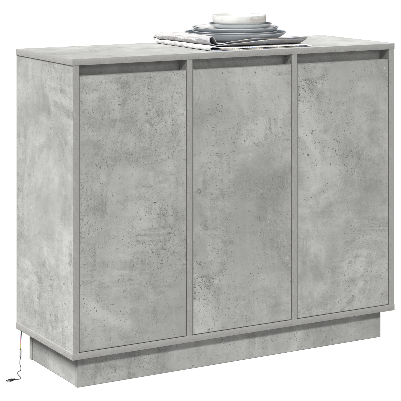 vidaXL Dressoir met LED in Betongrijs, 90x32x75 cm, Gemaakt van Engineered Hout