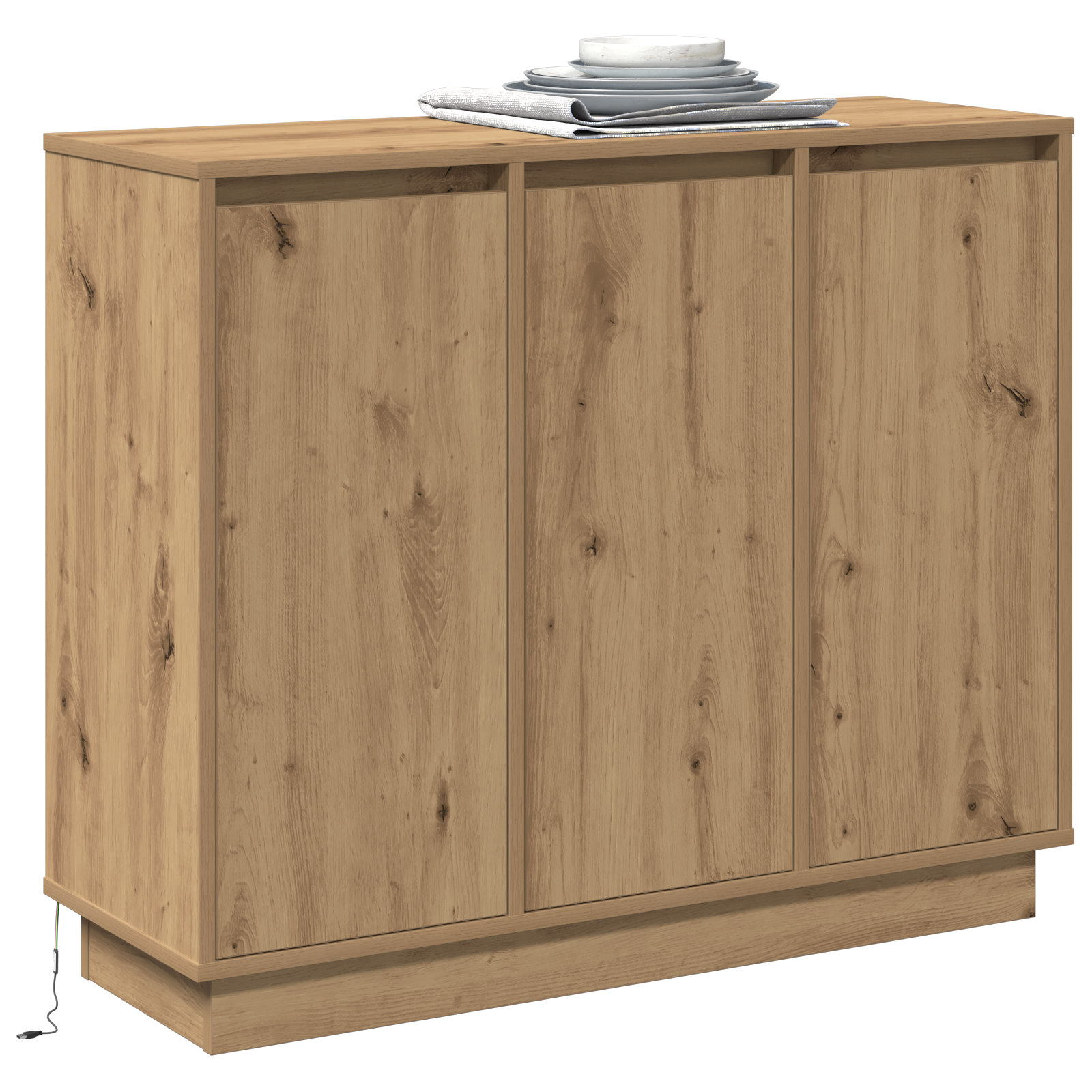vidaXL Dressoir met LED Artisan Eiken 90x32x75 cm Gelaagd Hout