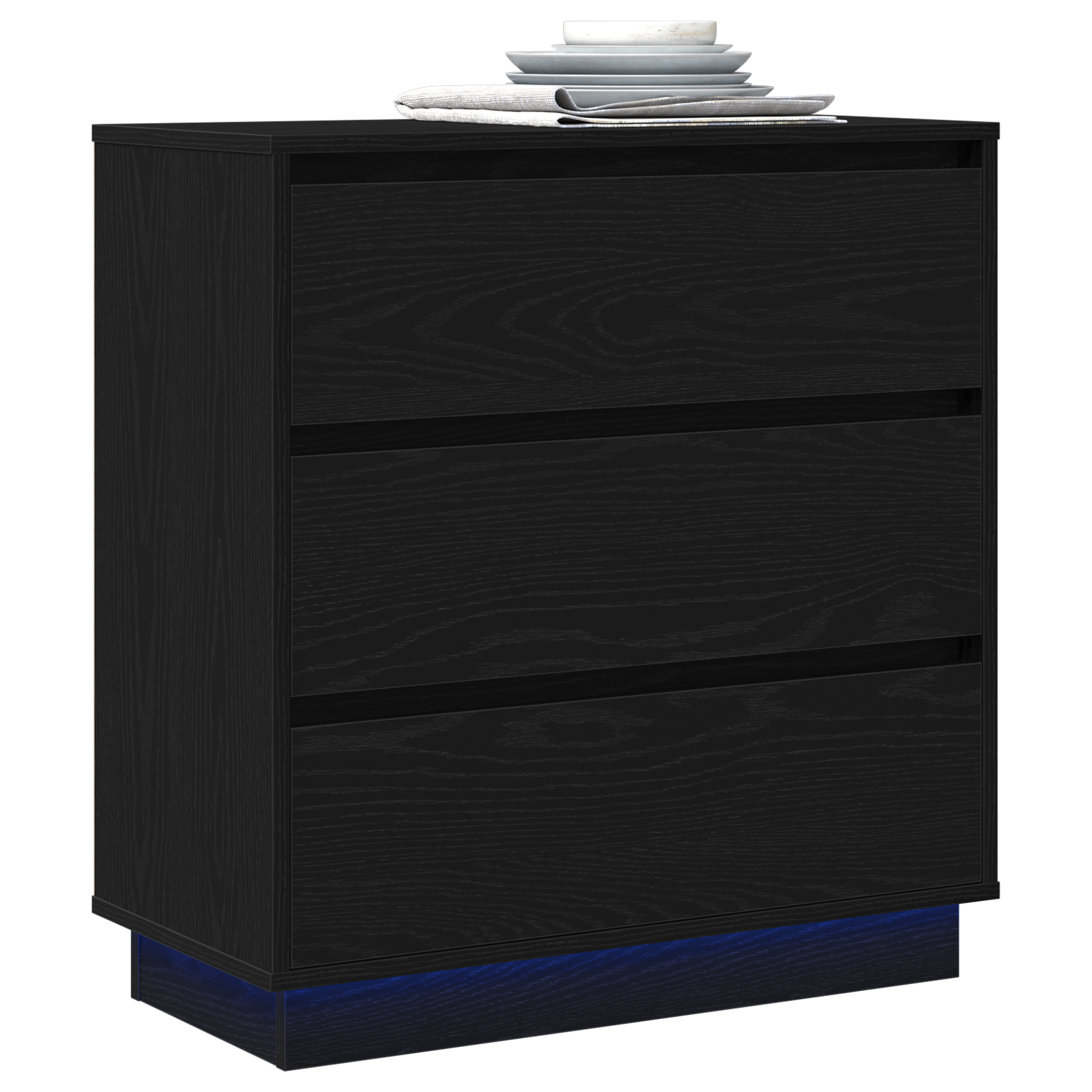 vidaXL Nachtkastje met LED in Zwart Eiken 71x34,5x75 cm Gemaakt van Hout