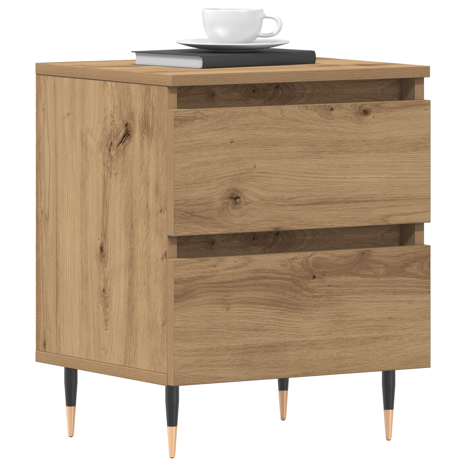 vidaXL Nachtkastjes 2 st 40x35x50 cm bewerkt hout artisanaal eiken