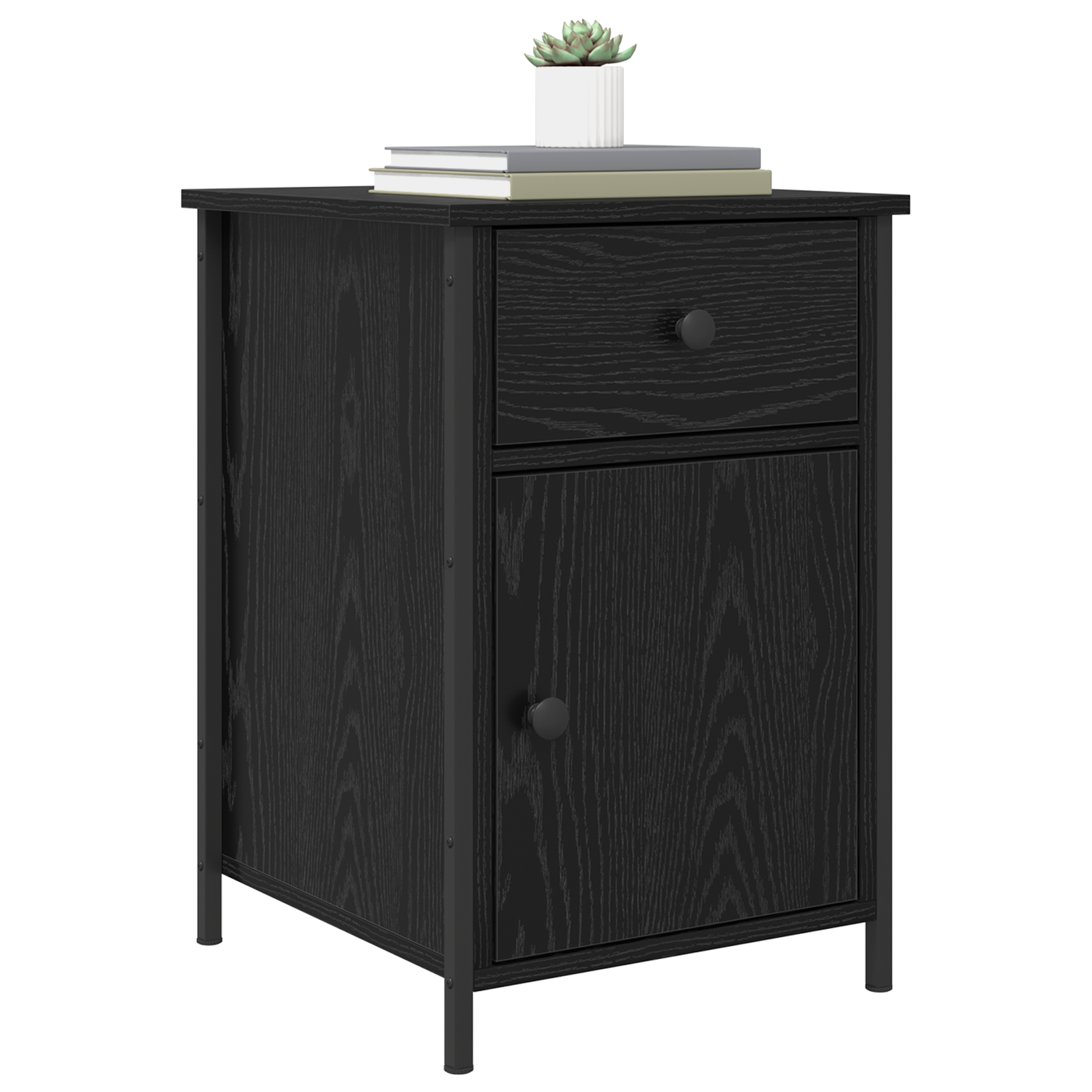 vidaXL Nachtkastjes 2 stuks Zwart Eiken 40x42x60 cm Bewerkt Hout