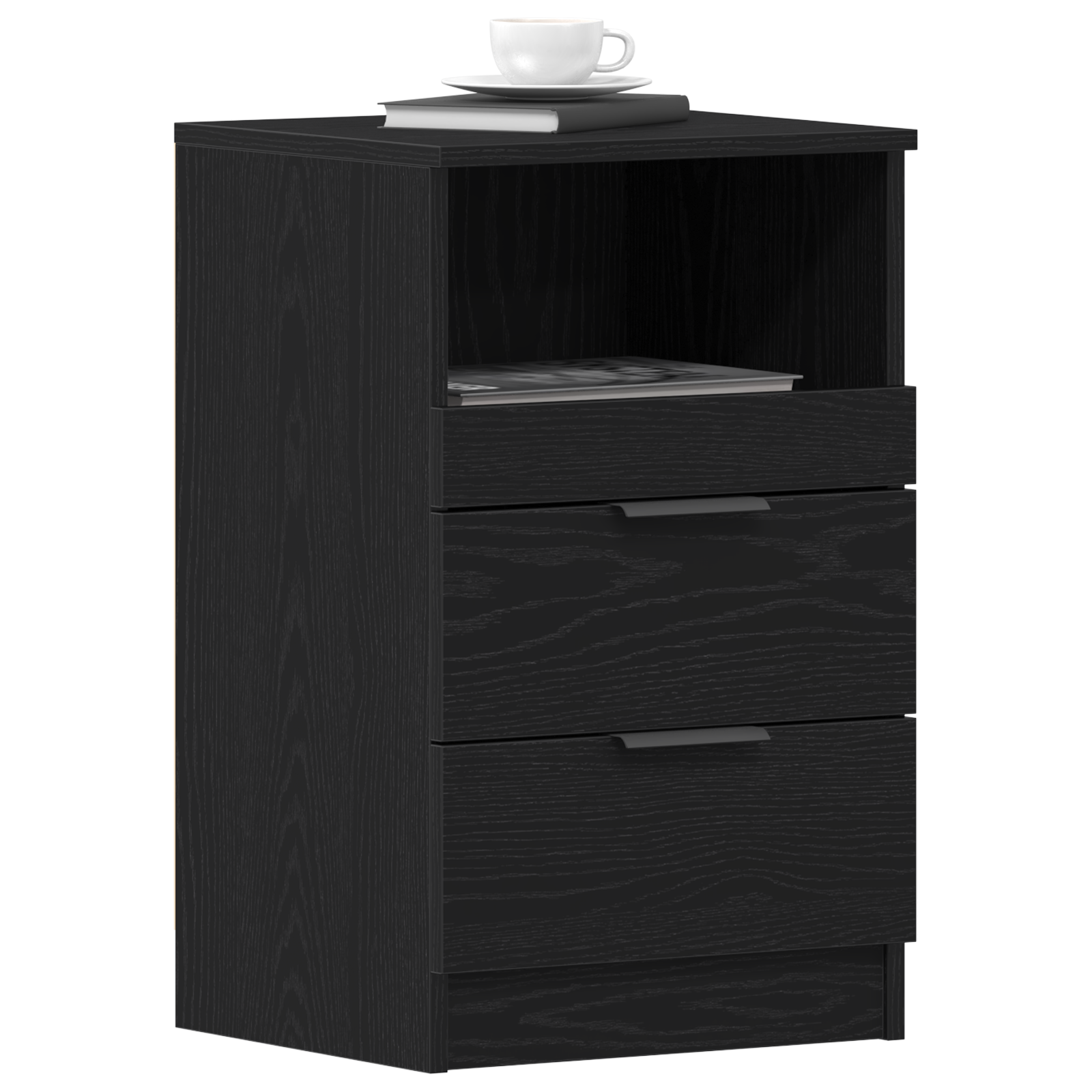 vidaXL Nachtkastjes 2 st 40x35x65 cm bewerkt hout zwart eikenkleurig