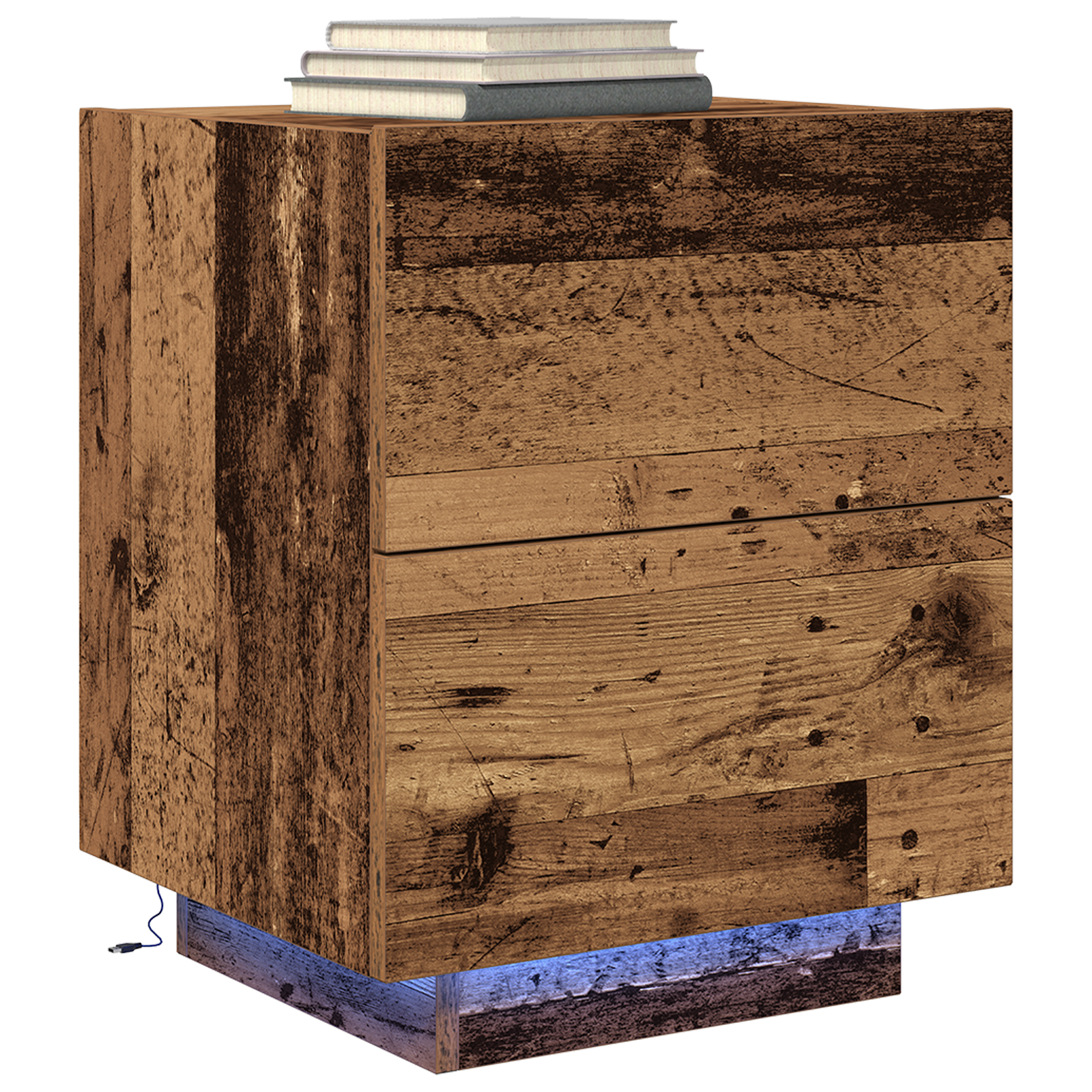 vidaXL Nachtkastjes 2 st met LED-verlichting 45x40x55 cm oud houtkleur