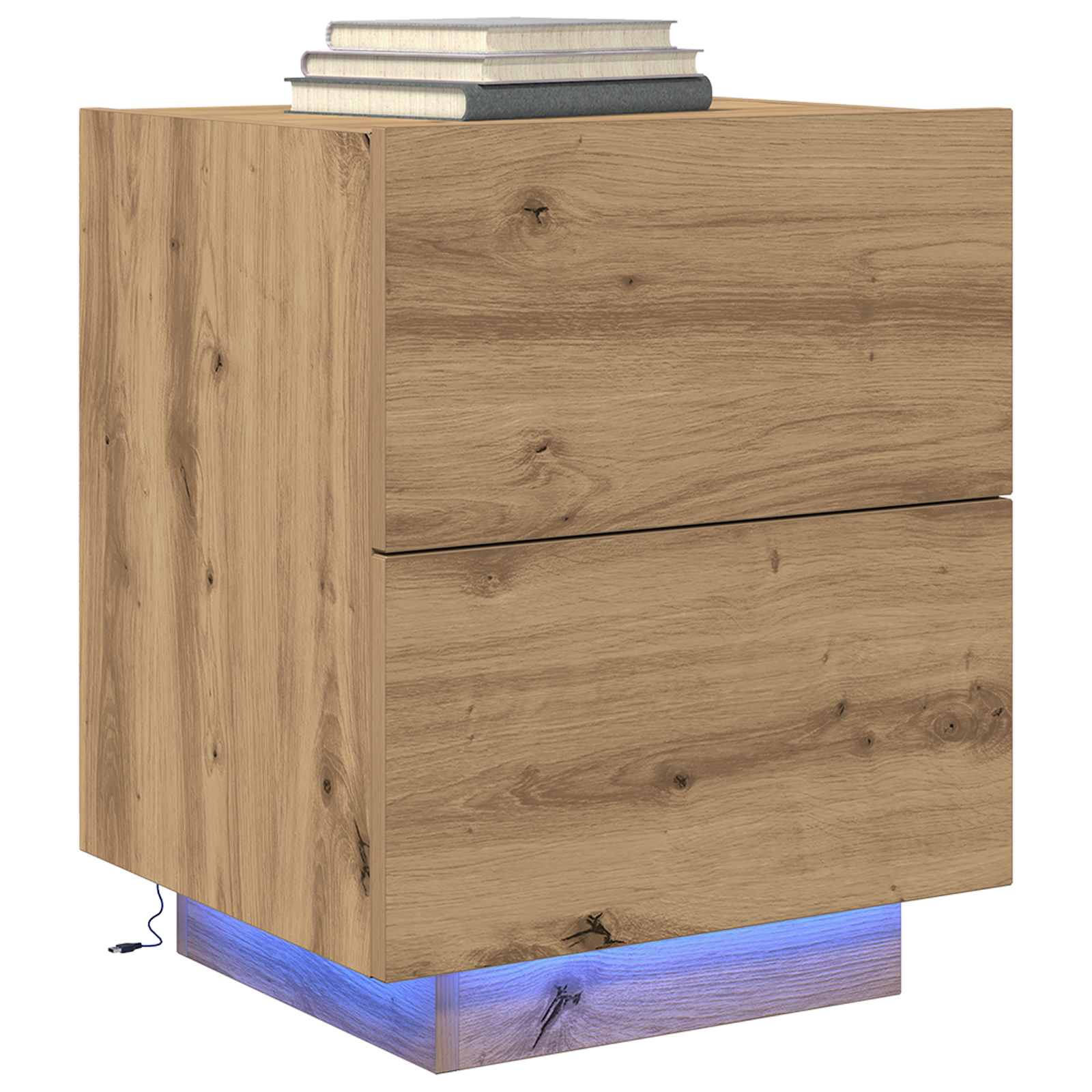 vidaXL Nachtkastjes 2 st met LED 45x40x55 cm artisanaal eiken