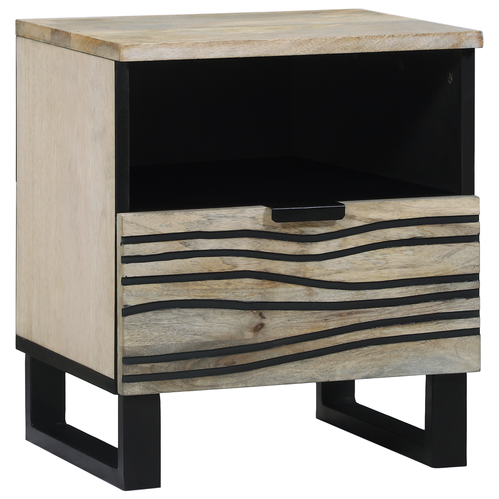 vidaXL Nachtkastjes met lade 2 pcs Wit en zwart 40 x 33 x 46 cm