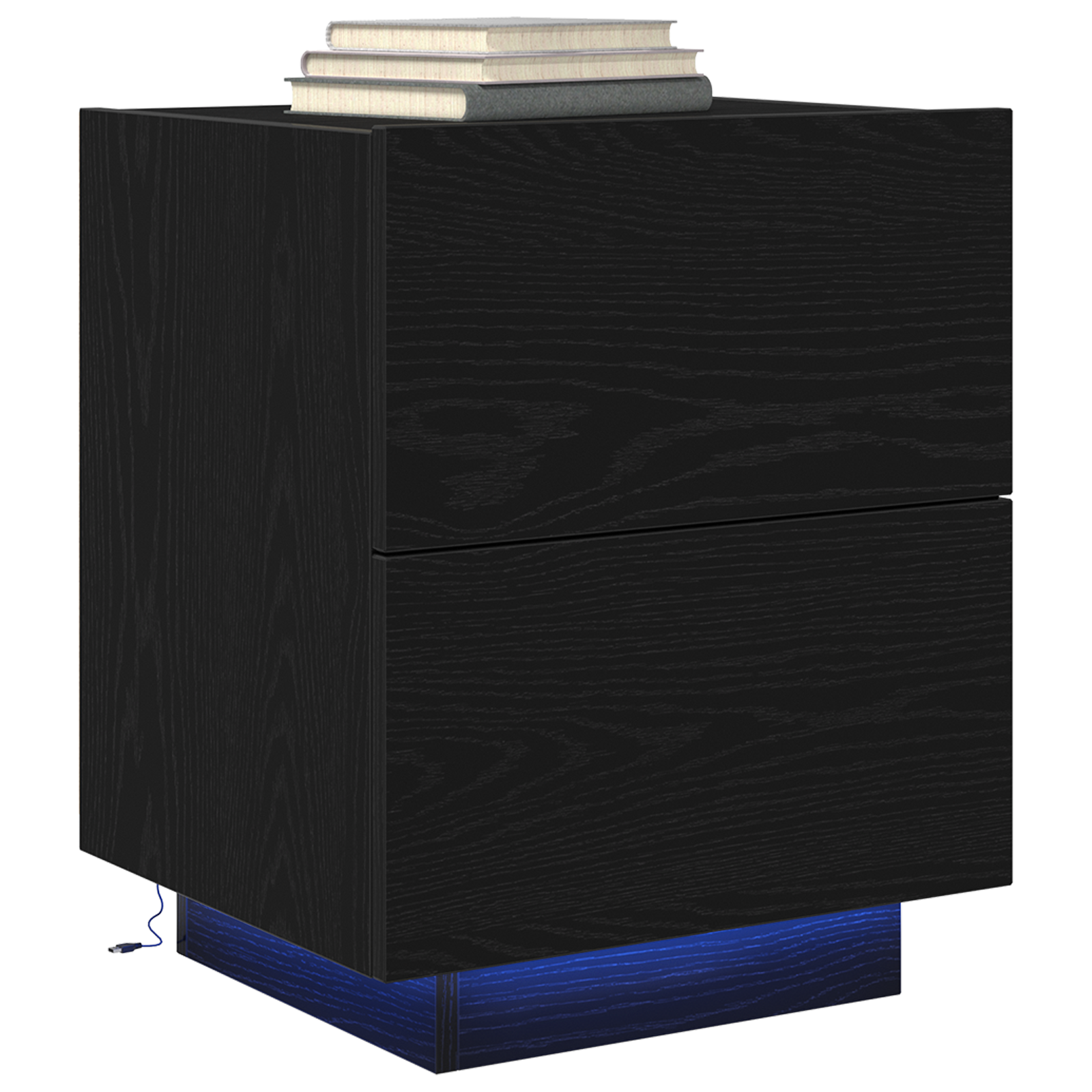vidaXL Nachtkastjes met LED Verlichting 2 stuks Zwart Eiken 45x40x55 cm