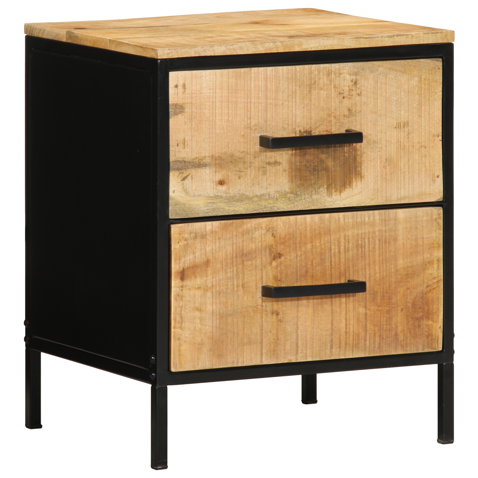 vidaXL Nachttafels 2 stuks 40x35x50 cm Massief Hout Ruwe Mango