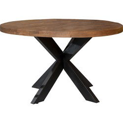 Livingfurn Ronde Eettafel Sturdy Mangohout, 120cm - Bruin