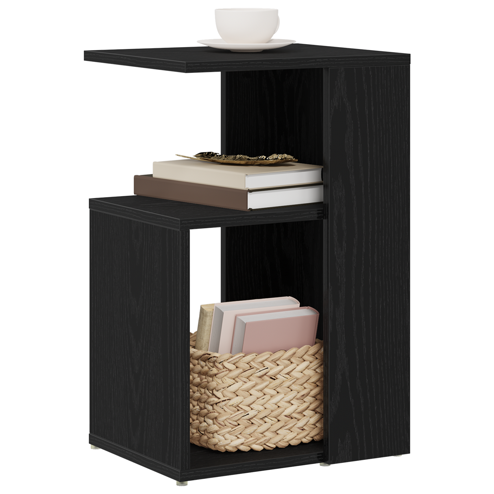 vidaXL Bijzettafel 36x30x56 cm bewerkt hout zwart eikenkleurig