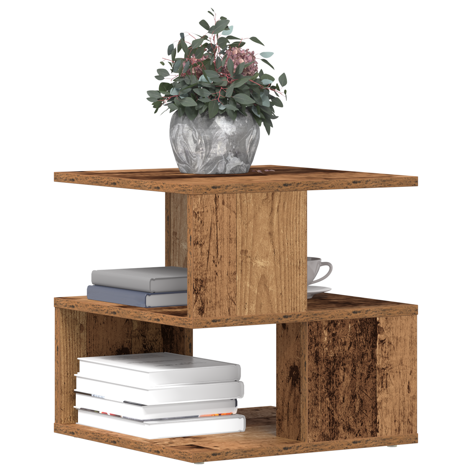 vidaXL Bijzettafel 40x40x40 cm bewerkt hout oud houtkleurig