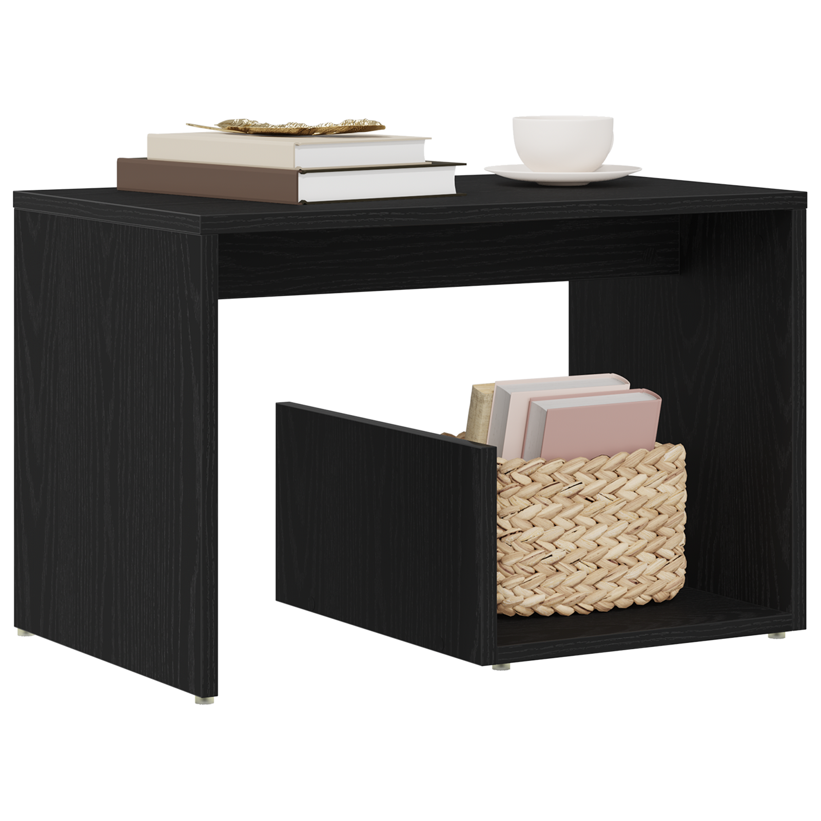 vidaXL Bijzettafel 59x36x38 cm bewerkt hout zwart eikenkleurig