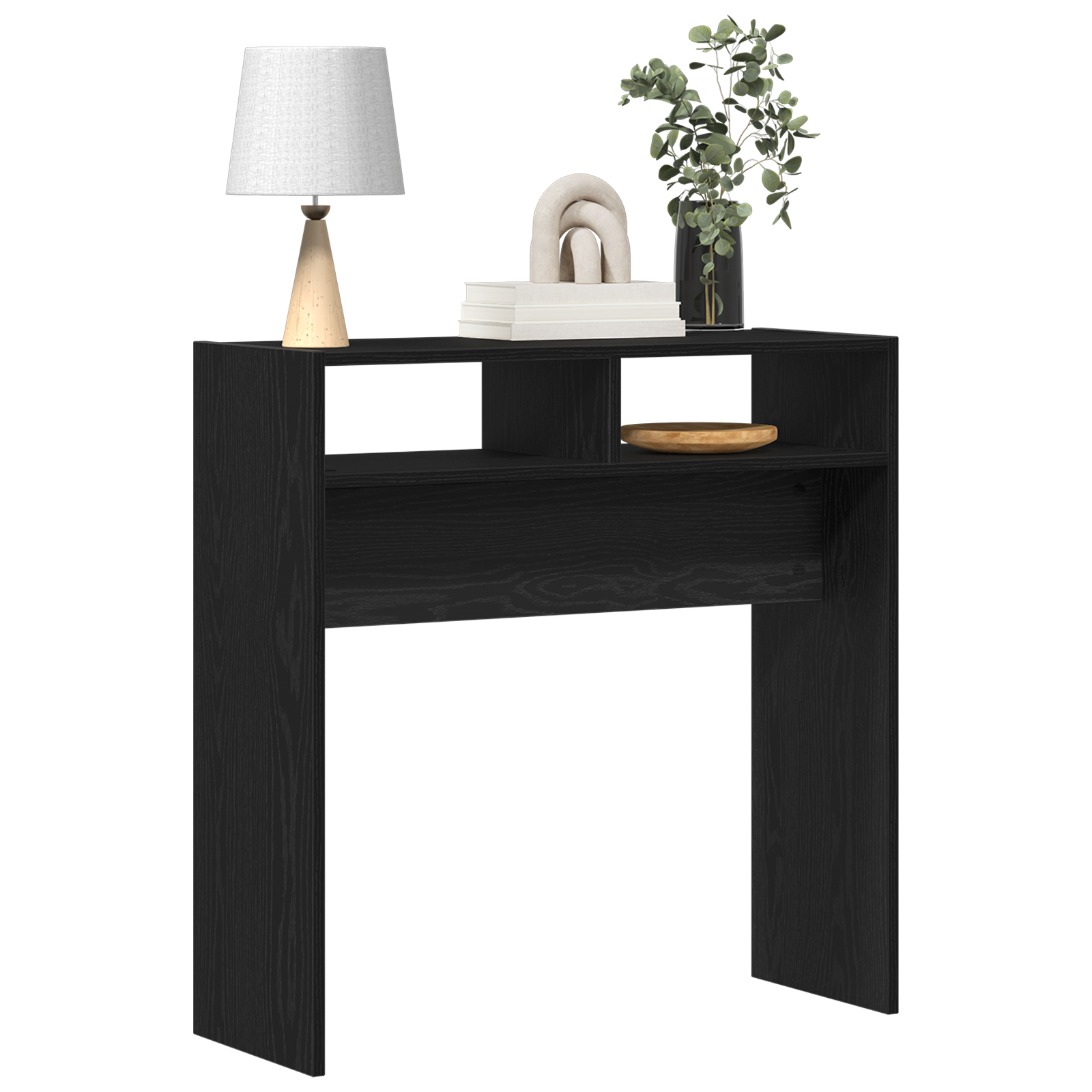 vidaXL Zwarte Eiken Console Tafel - 78x30x80 cm - Gemaakt van Samengesteld Hout