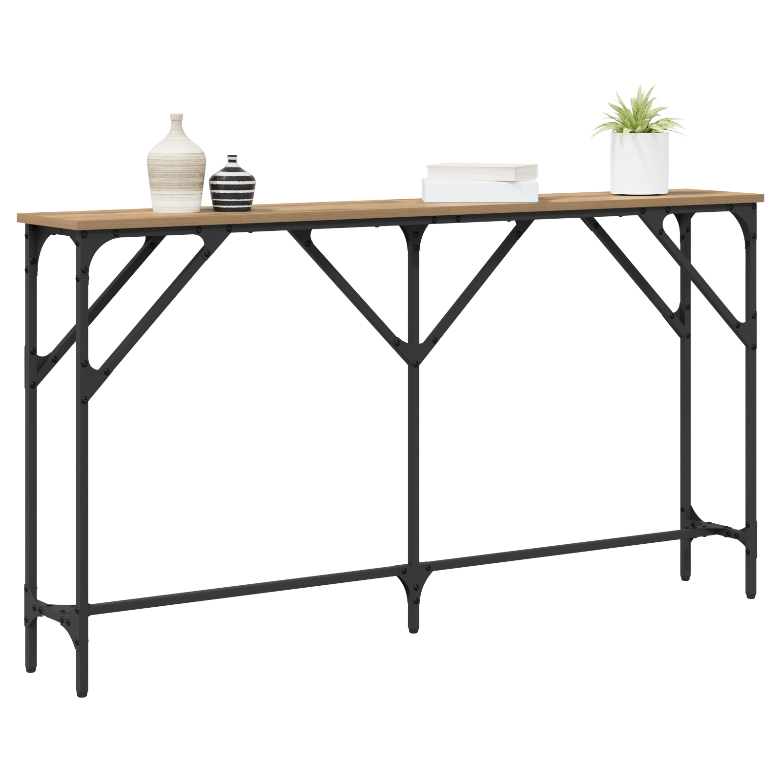 vidaXL Console Tafel Artisan Eiken 140x23x75 cm Bewerkt Hout