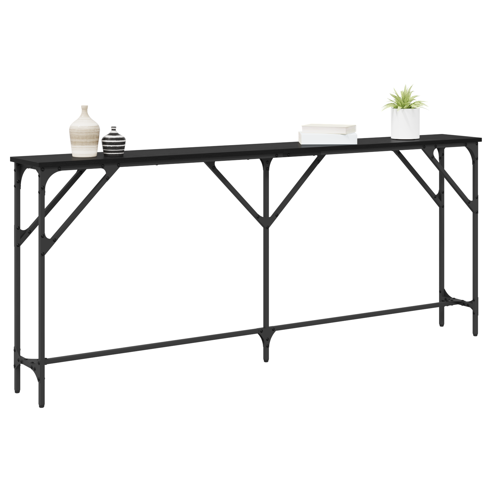vidaXL Consoletable Zwarte Eiken 180x23x75 cm Geengineerd Hout
