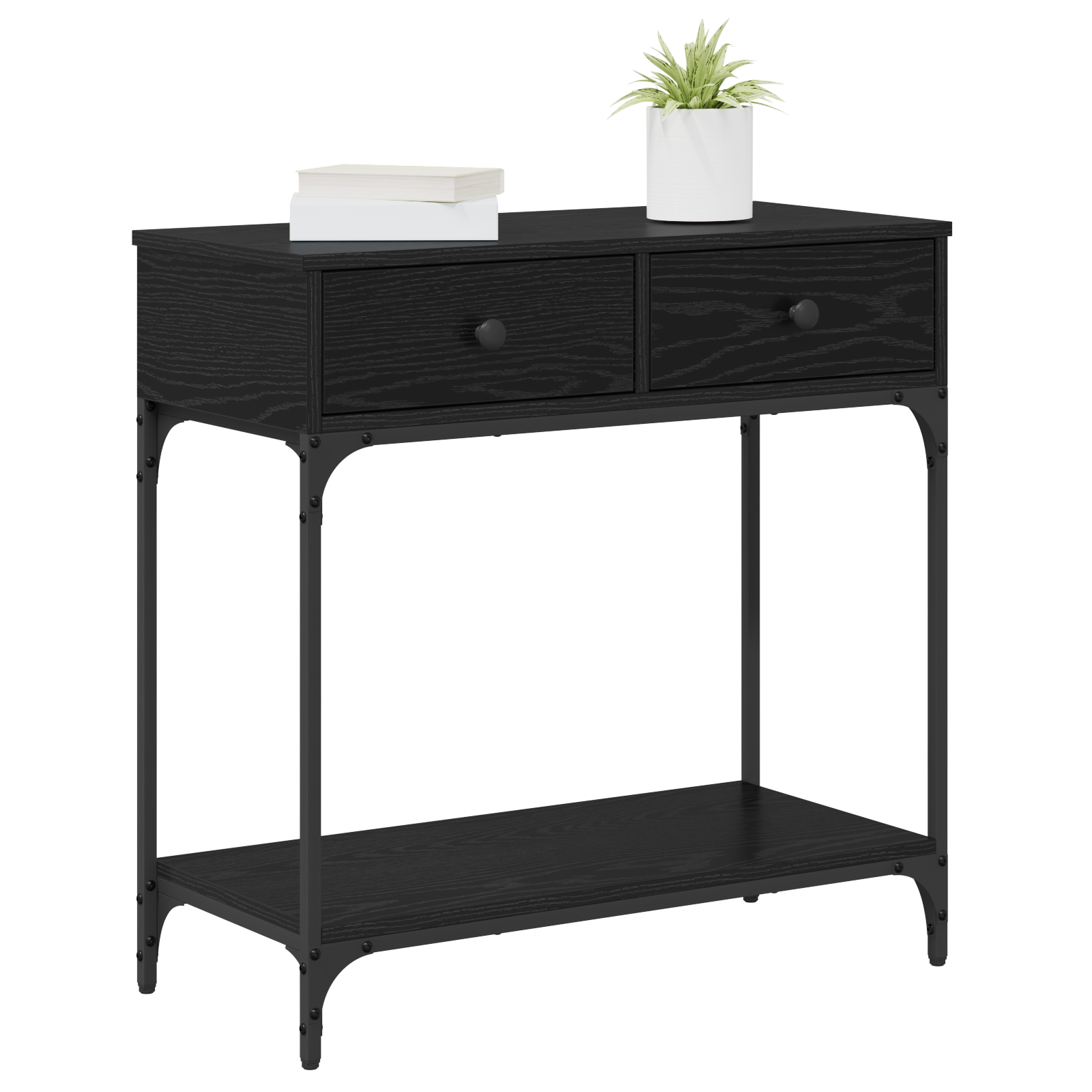 vidaXL Console Tafel Zwart Eiken 75x34.5x75 cm Engineered Hout