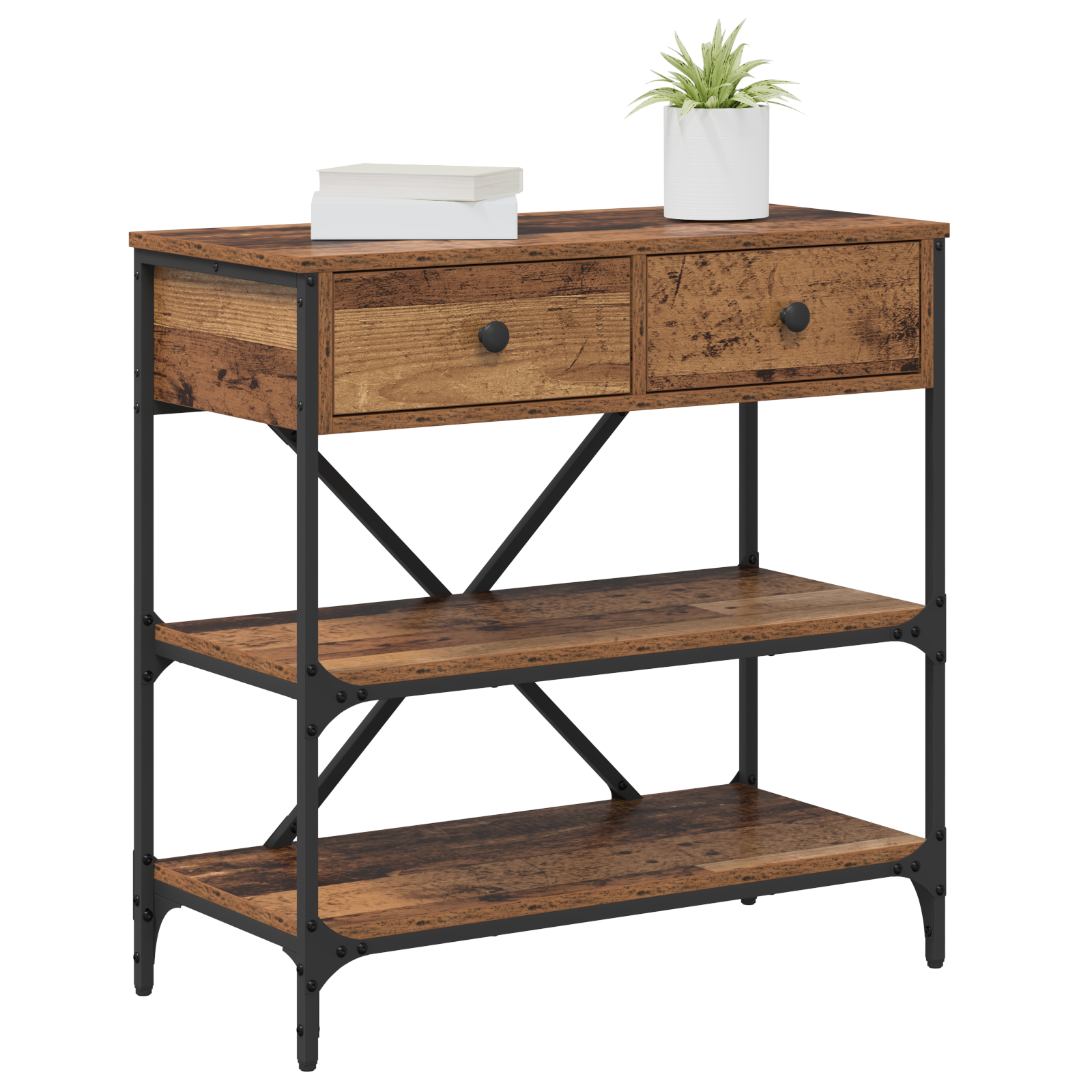 vidaXL Console Tafel Oude Hout 75x34.5x75 cm Geengineerd Hout