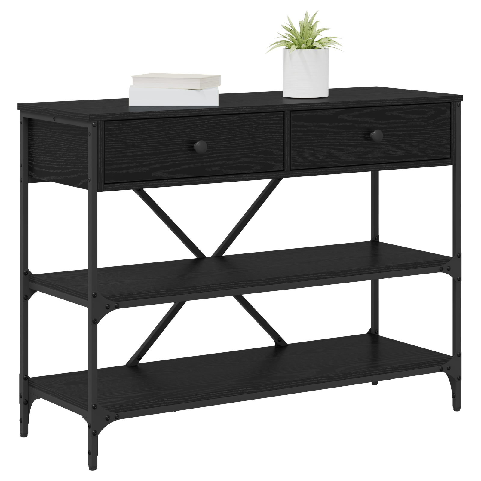 vidaXL Console Tafel Zwarte Eiken 100x34.5x75 cm Bewerkt Hout