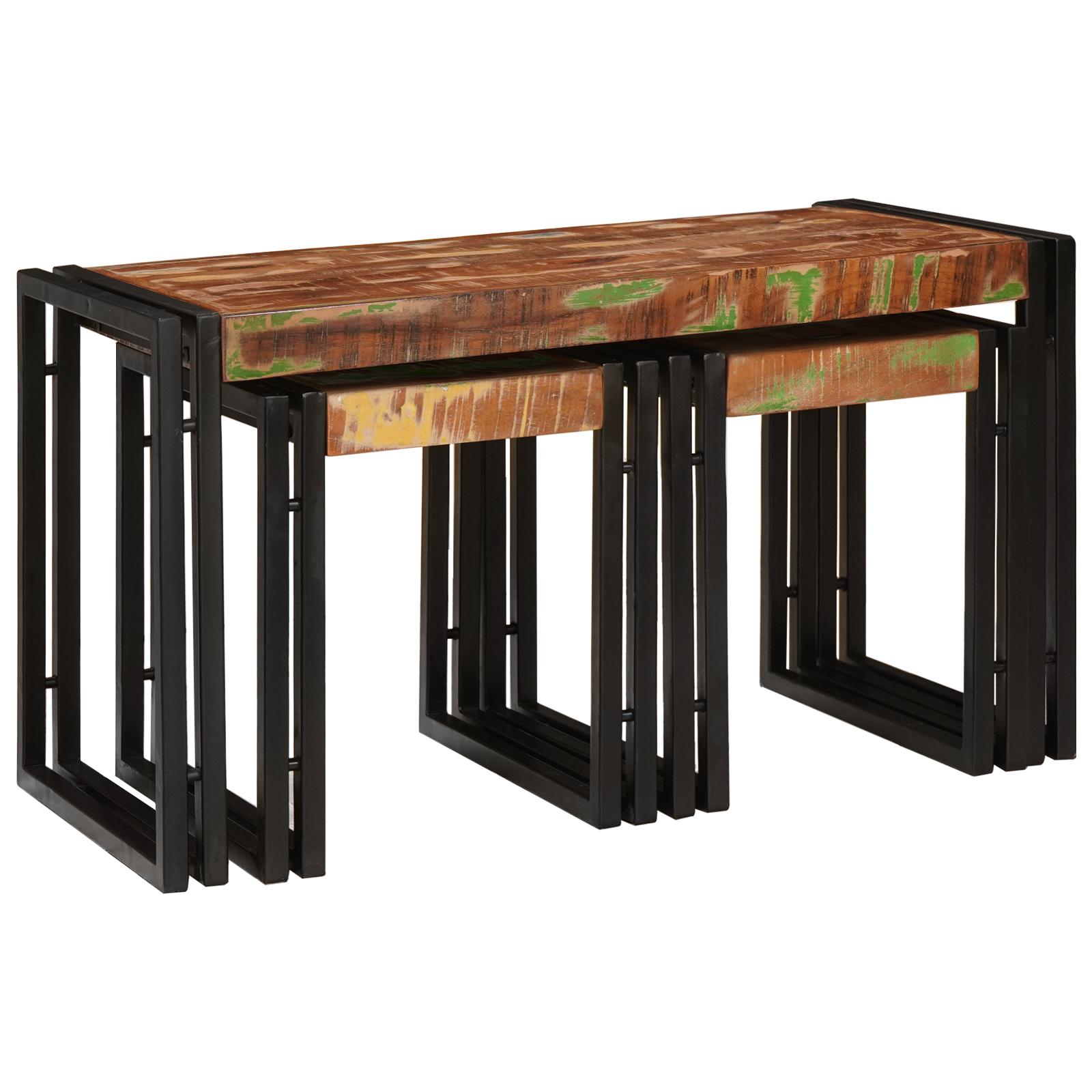 vidaXL Nesting Tafels - 3-Pak van Massief Gerecycled Hout