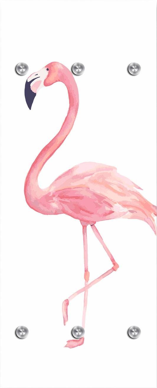 Queence Kapstok Flamingo met 6 haken, 50 x 120 cm