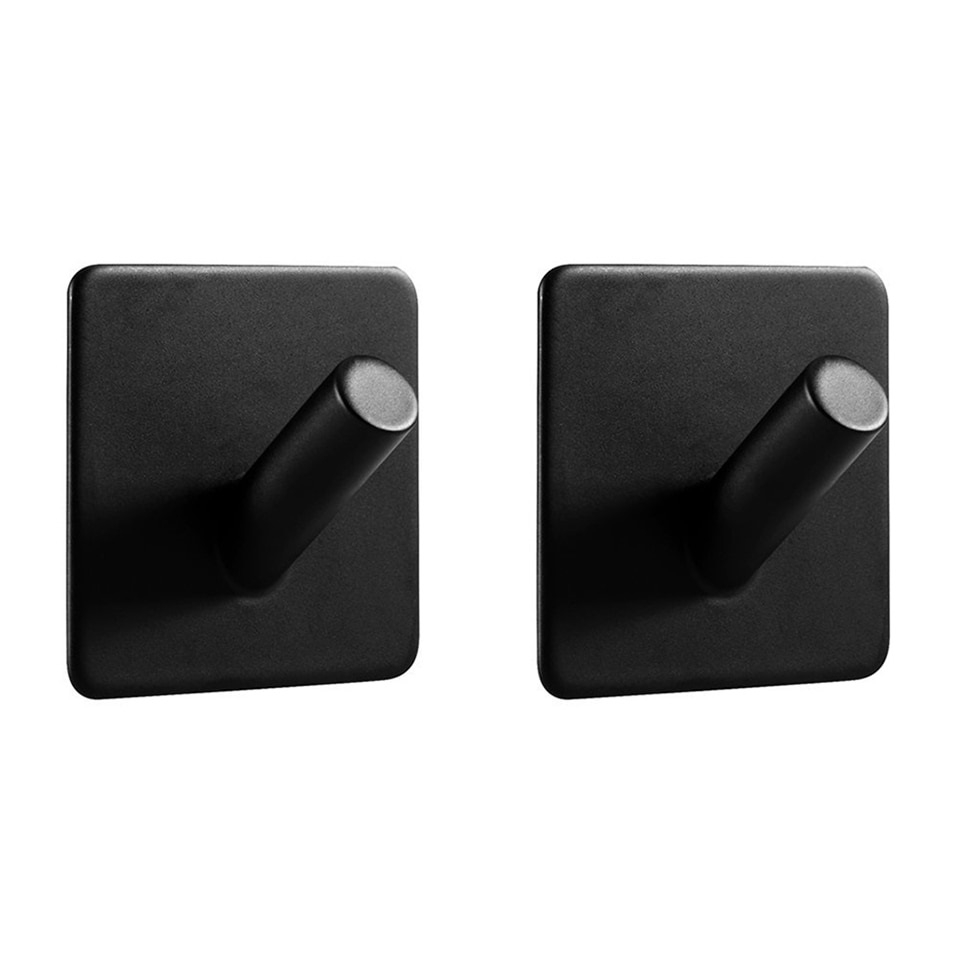 XIVADA Handdoekhaak Paza - Rvs - 3M Tape - Zwart - Set van 2