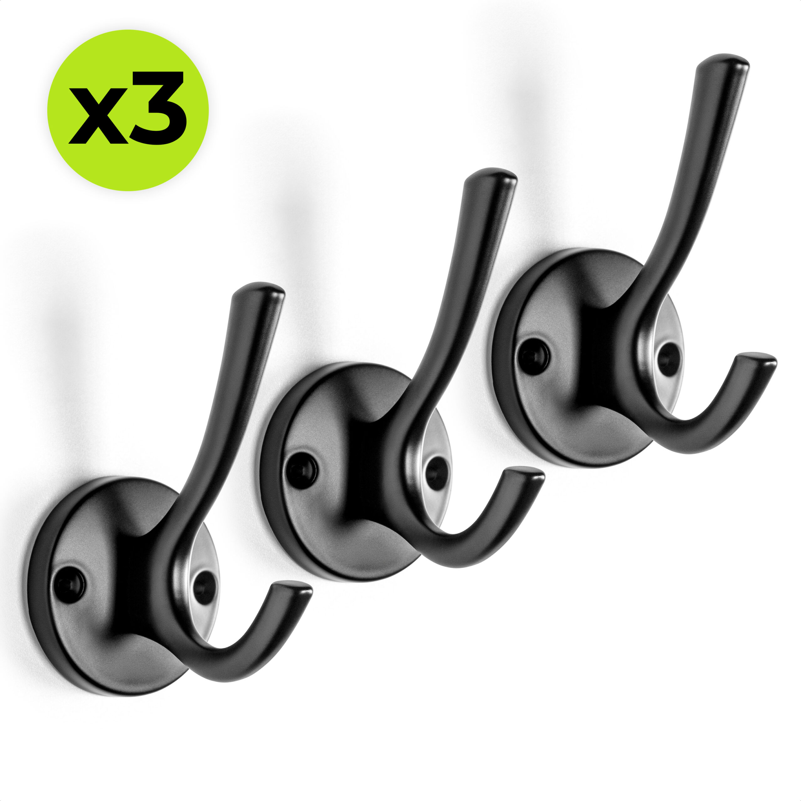 XIVADA Kapstokhaak Zena - Inclusief schroefset - Zwart - Set van 3