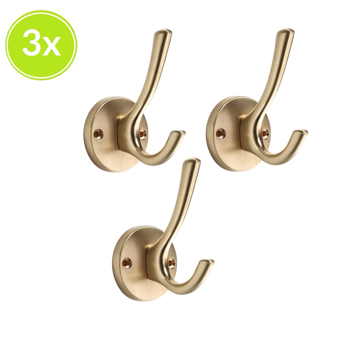 XIVADA Kapstokhaak Zena - Inclusief schroefset - Goud - Set van 3