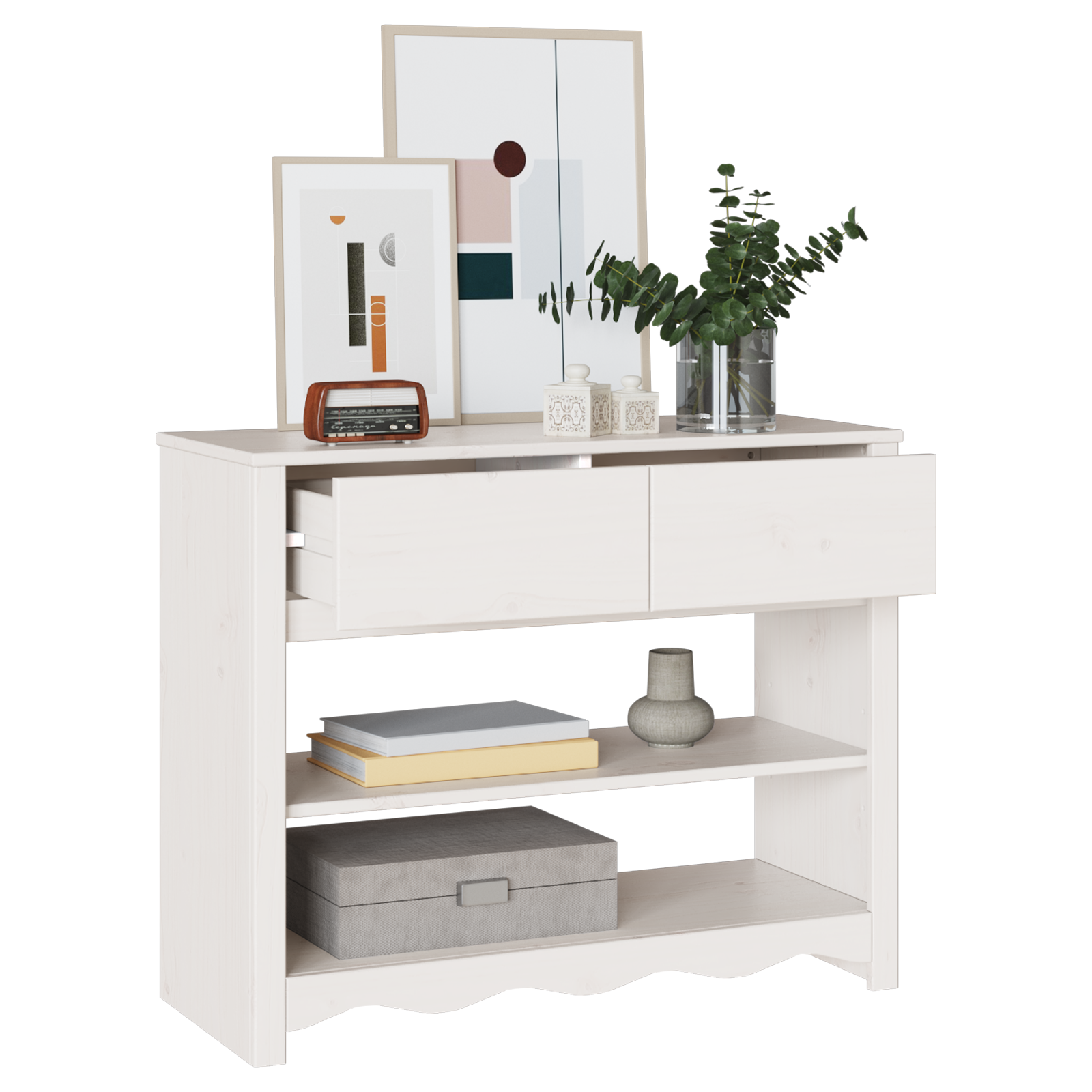 vidaXL Wandtafel DRAMMEN 89,5x37x73 cm massief grenenhout wit