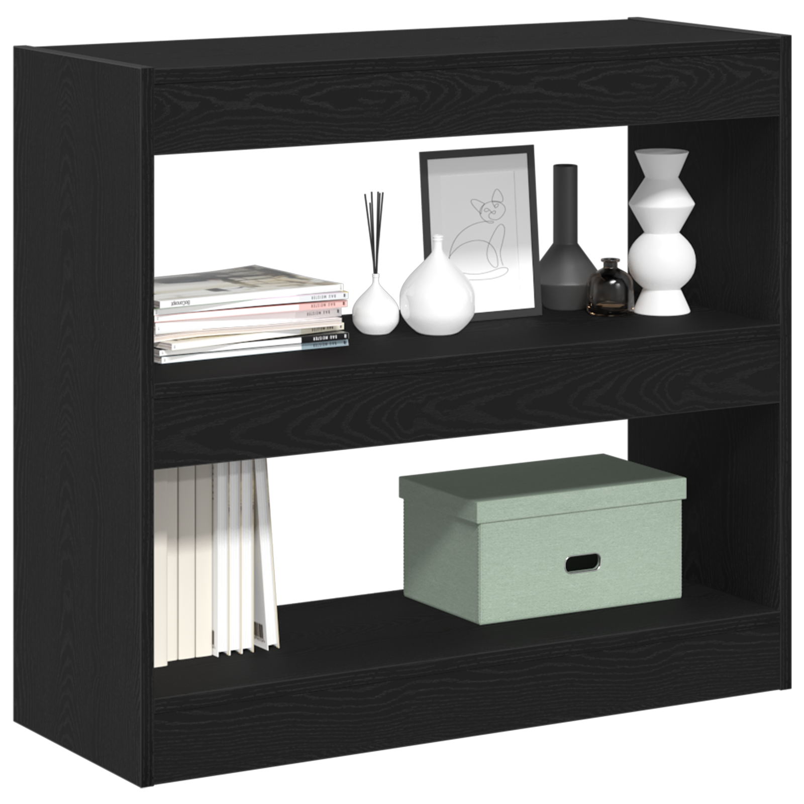 vidaXL Zwarte Eiken Boekenkast - 80x30x72 cm