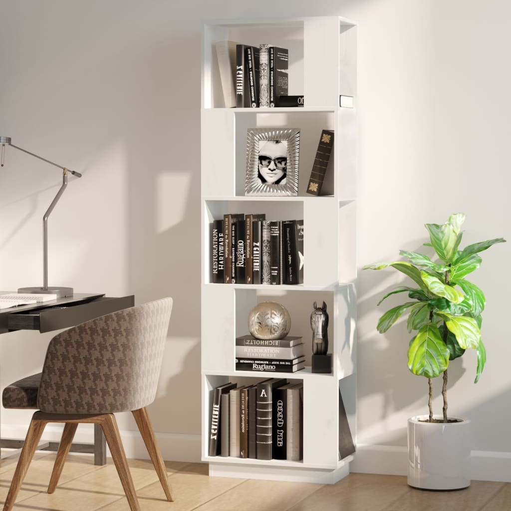 vidaXL Boekenkast/kamerscherm 51x25x163,5 cm massief grenenhout wit