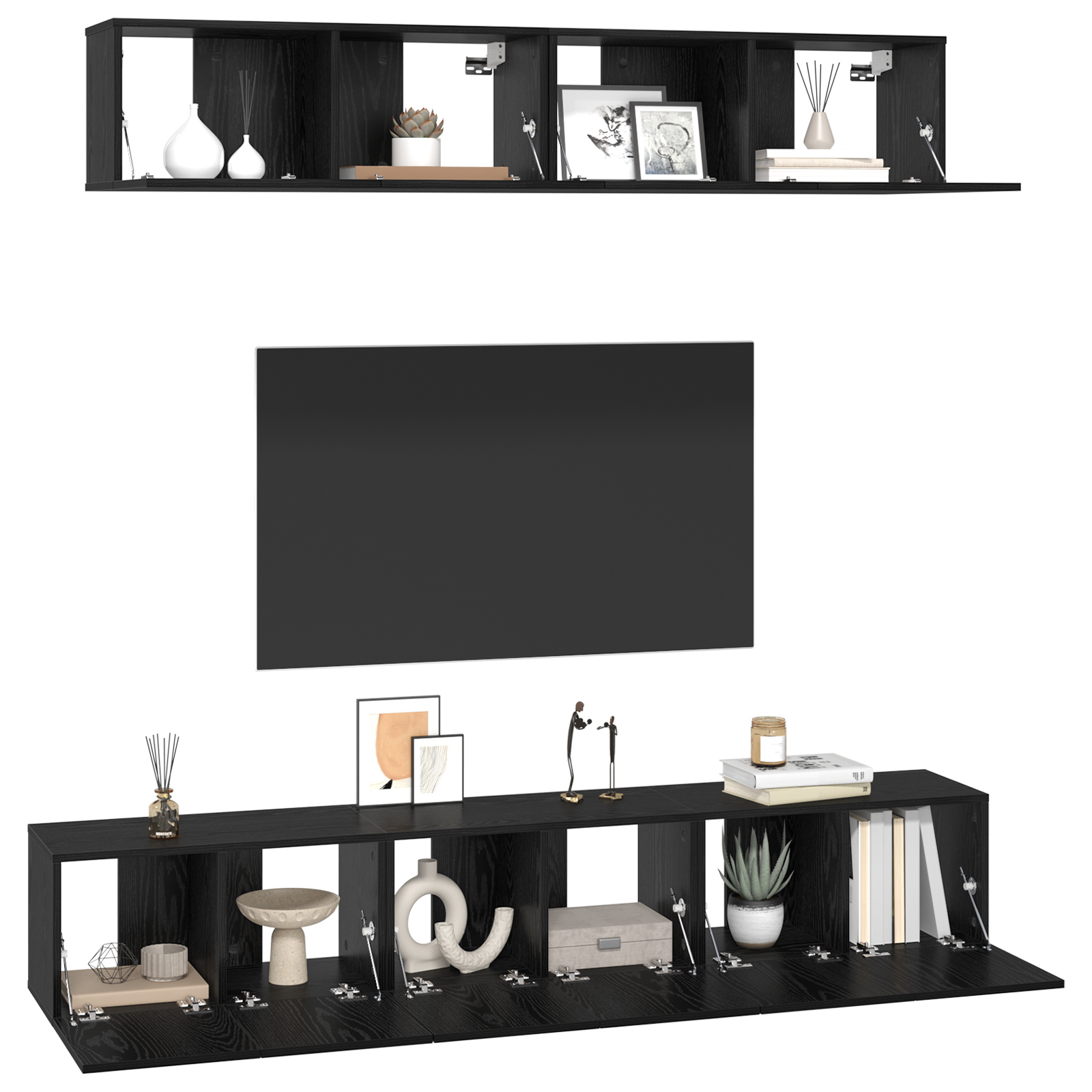 vidaXL Tv-meubelset 5 pcs Zwart eiken 80 x 30 x 30 cm Bewerkt hout