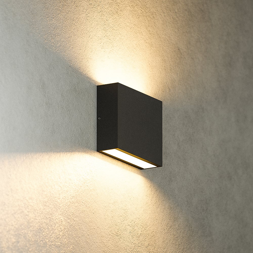 HOFTRONIC™ Dimbare LED Wandlamp Otis S - 7 Watt - 2700K warm wit - Up & Down light - IP54 voor binnen en buiten - Zwart