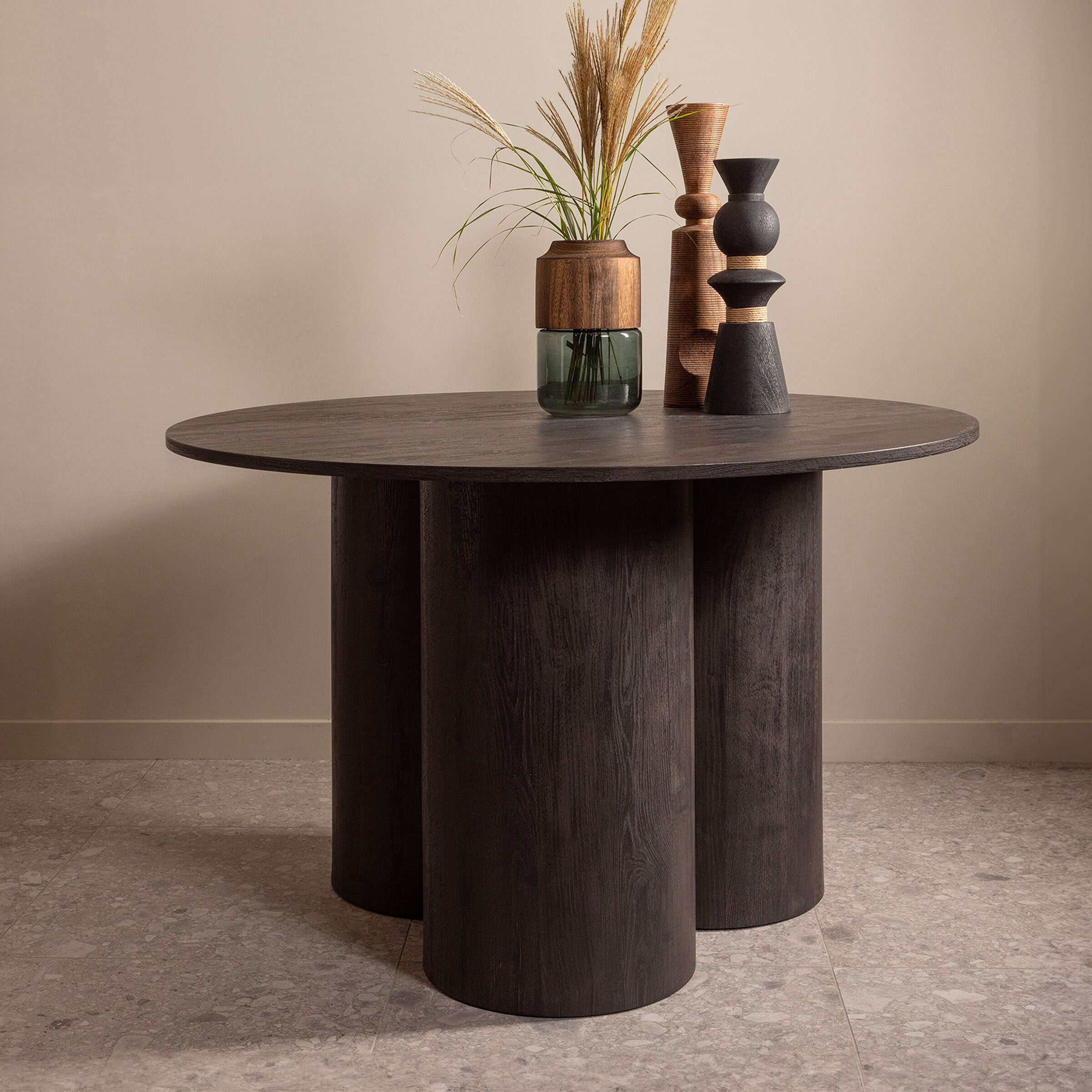 WOOOD Ronde Eettafel Oona MDF, 120cm - Donkerbruin - Japandi - Exclusive