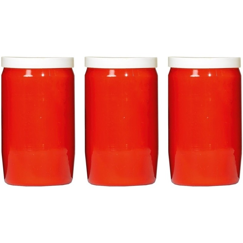 SPAAS Grafkaars/gedenklicht - 3x - rood - 7 x 15 cm - 6 dagen brandtijd -