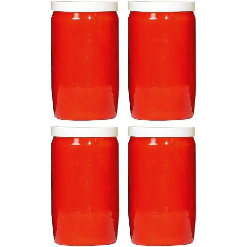 SPAAS Grafkaars/gedenklicht - 4x - rood - 7 x 15 cm - 6 dagen brandtijd -