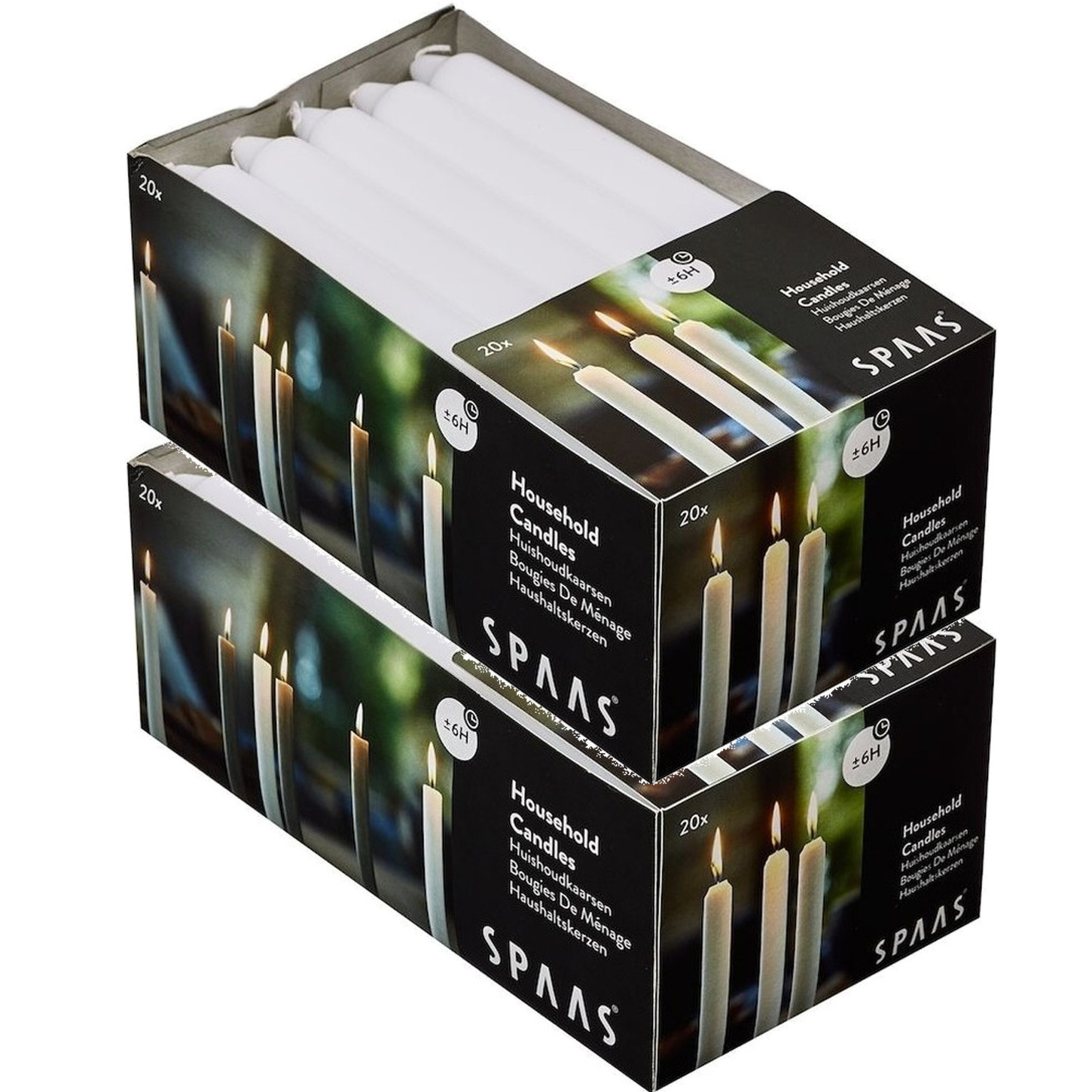 SPAAS 40x Witte huishoudkaarsen 18 cm 6 branduren -