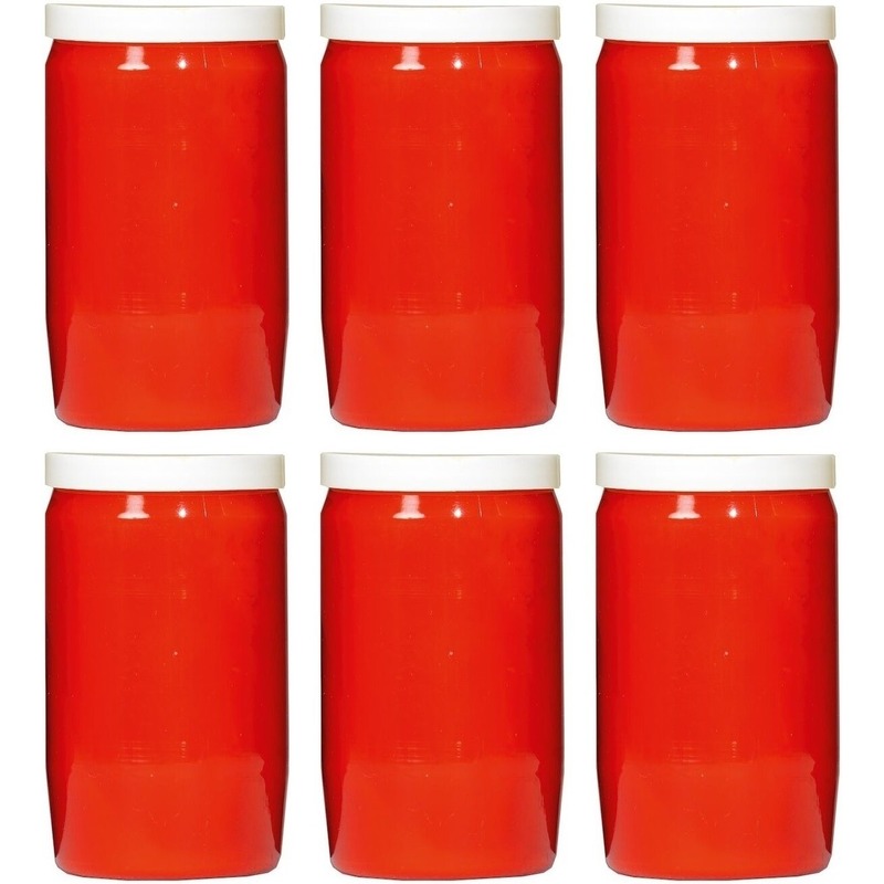 SPAAS Grafkaars/gedenklicht - 6x - rood - 7 x 15 cm - 6 dagen brandtijd -