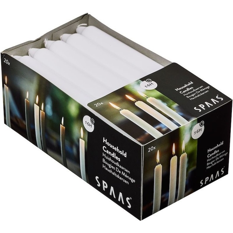 SPAAS 80x Witte huishoudkaarsen 18 cm 6 branduren -