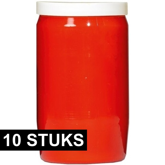 SPAAS Grafkaars/gedenklicht - 10x - rood - 7 x 15 cm - 6 dagen brandtijd -