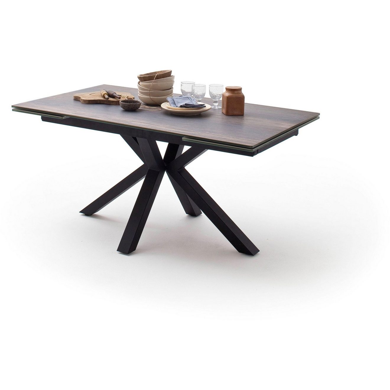 MCA furniture Eettafel Nagano Eettafel glas-keramiek met uittrekbaar deel aan de kopse kant