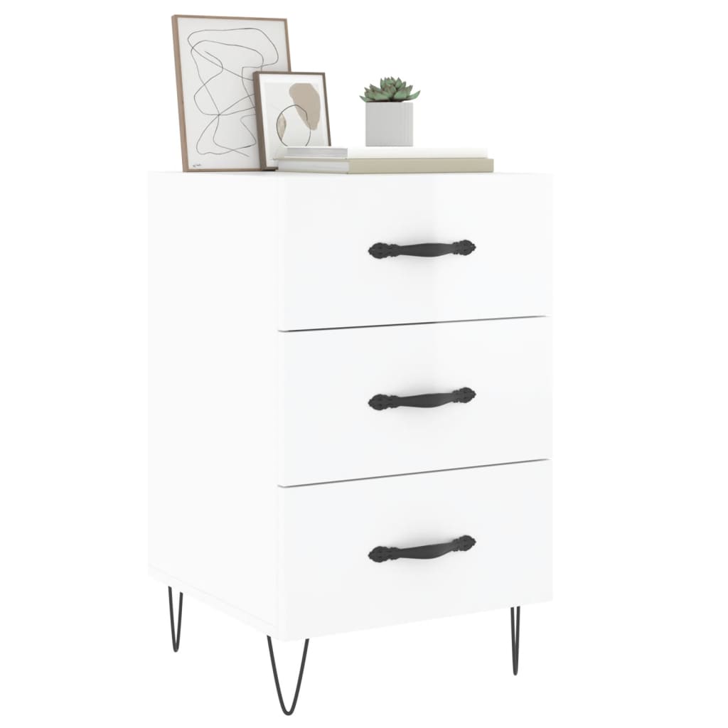 vidaXL Nachtkastje 40x40x66 cm bewerkt hout hoogglans wit